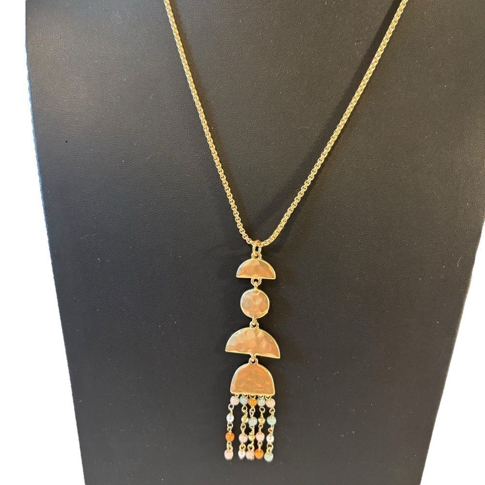 Tile Print Geometric Pendant Necklace